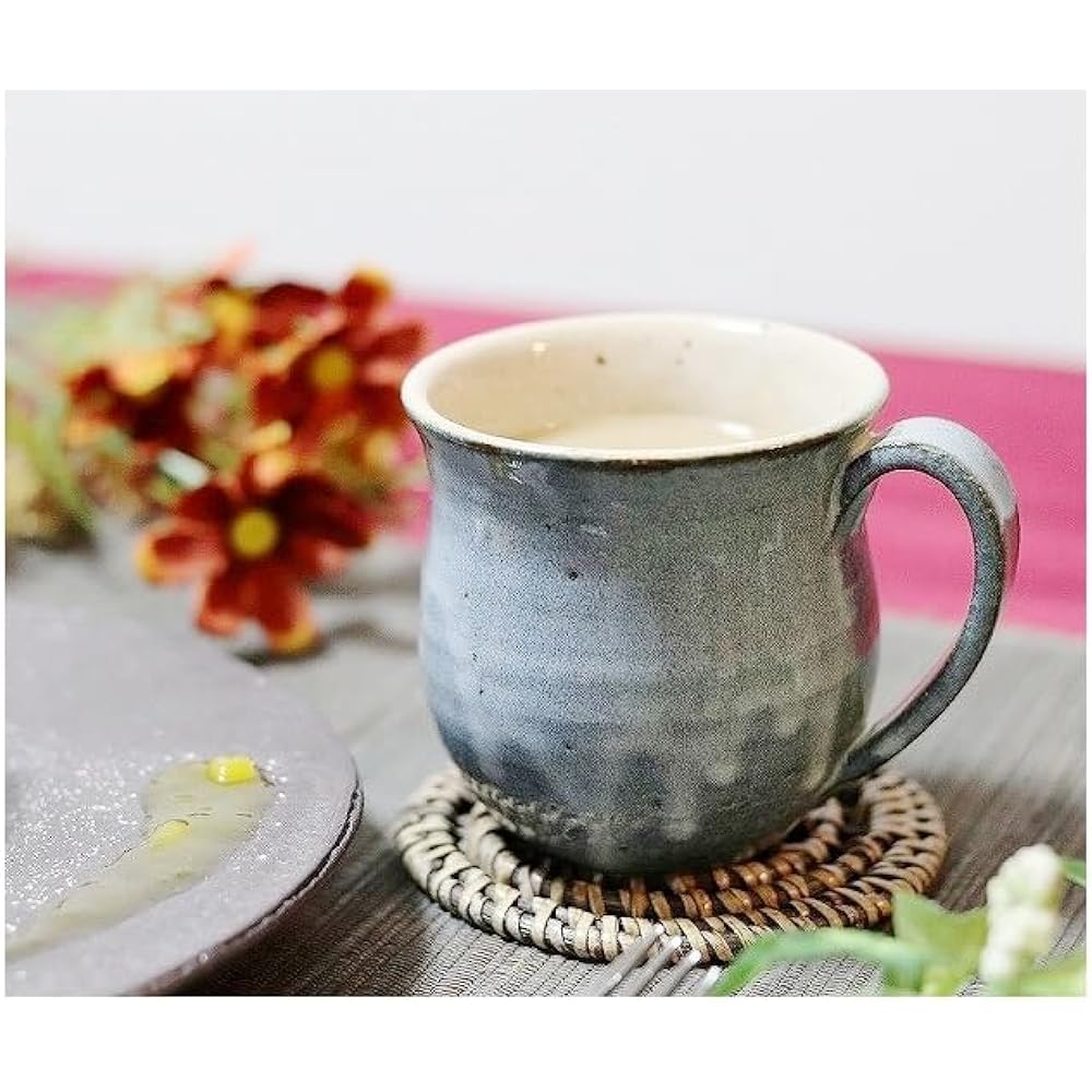 Shigaraki Ware Couple Mug [Saiun Mug (Blue/Red) Pair Set w304-05_304-06] Pottery Mug Soup Cup 350ml