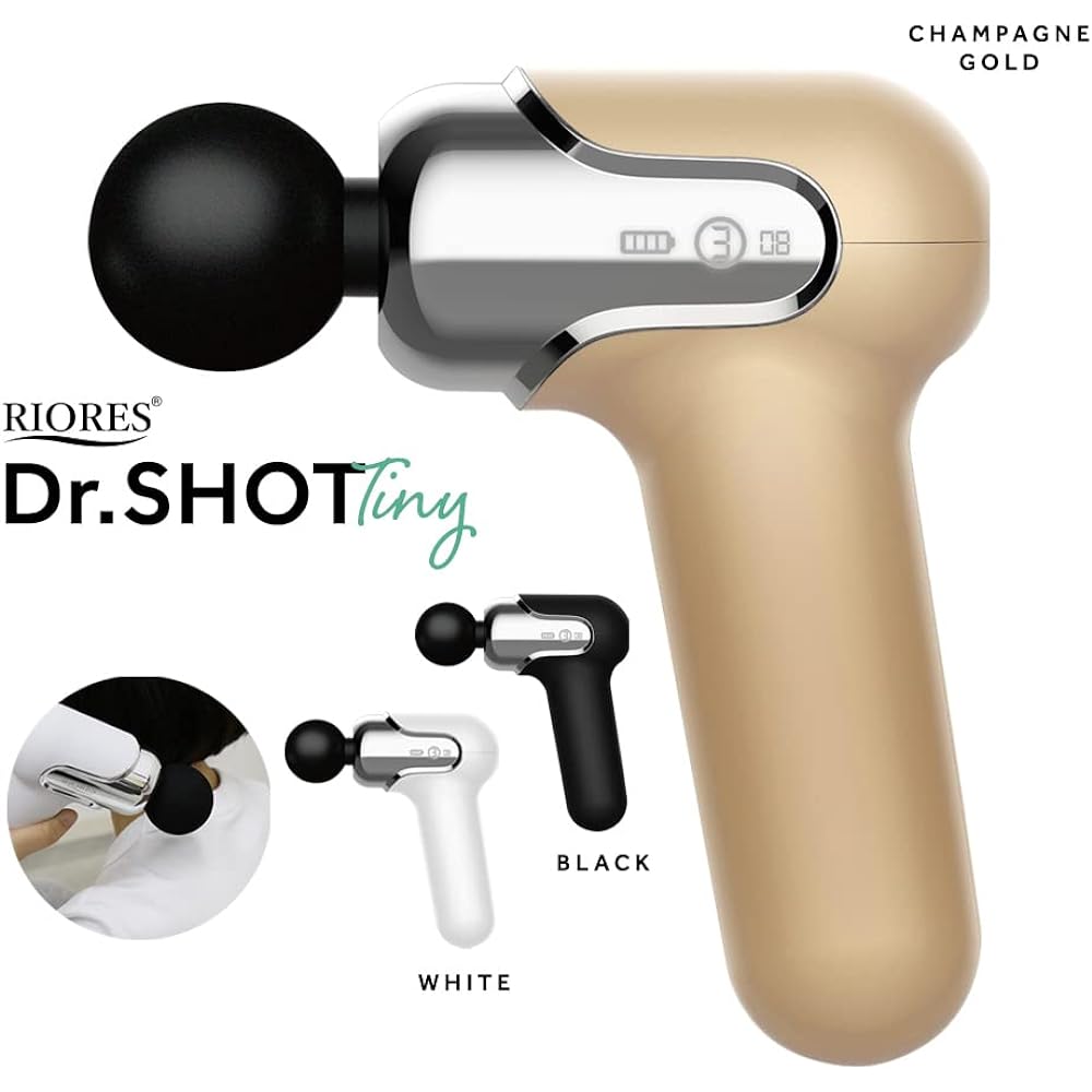 RIORES Dr.SHOT Tiny Whole Body Care Ultra Lightweight 387g Small Compact Pocket Size Powerful Vibration Up to 2900 times/1 minute Rechargeable Portable Doctor Shot Tiny Home Staying at Home Gift TV Shopping (Gold)