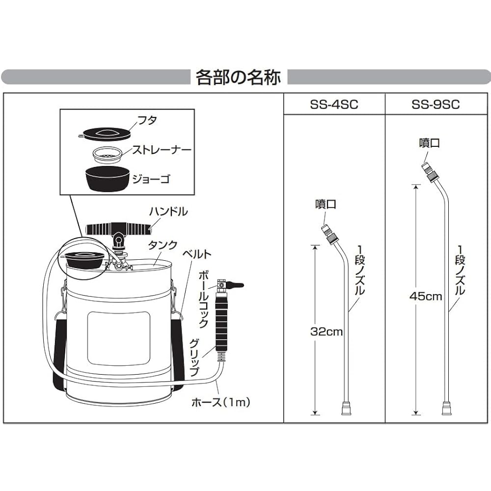 KOSHIN manual sprayer SS-4SC weeding and disinfection small capacity 4L shoulder-mounted type