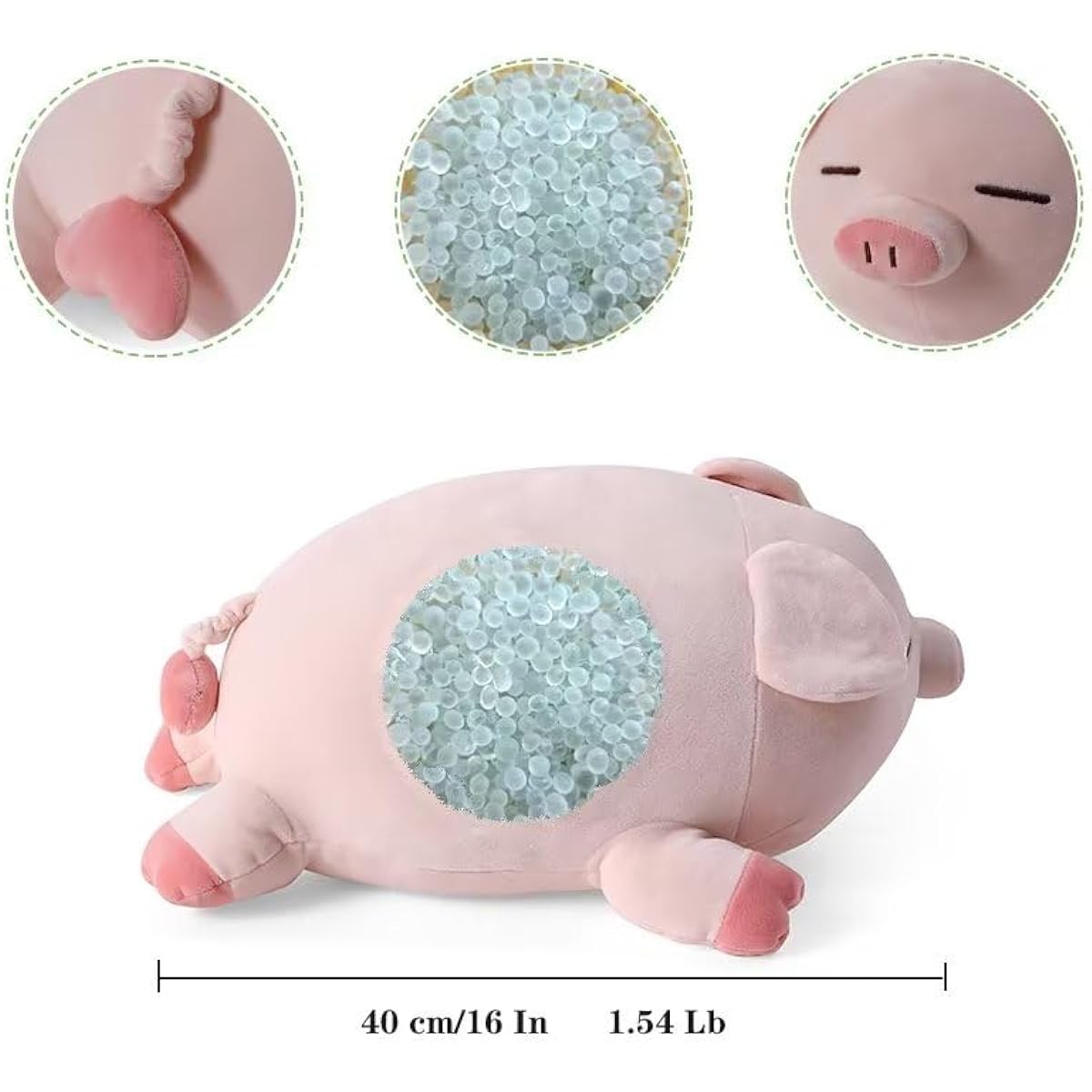 GUANMI 15.7 Inch Weighted Plush Toy, Cute Pig Weighted Stuffed Animal for Kids and Adults, Anxiety Gifts Soft Pig Pillow with Sleeping Eyes