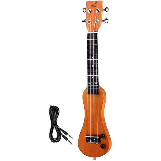 21 inch ukulele solid wood ukulele with 3.5mm audio cable
