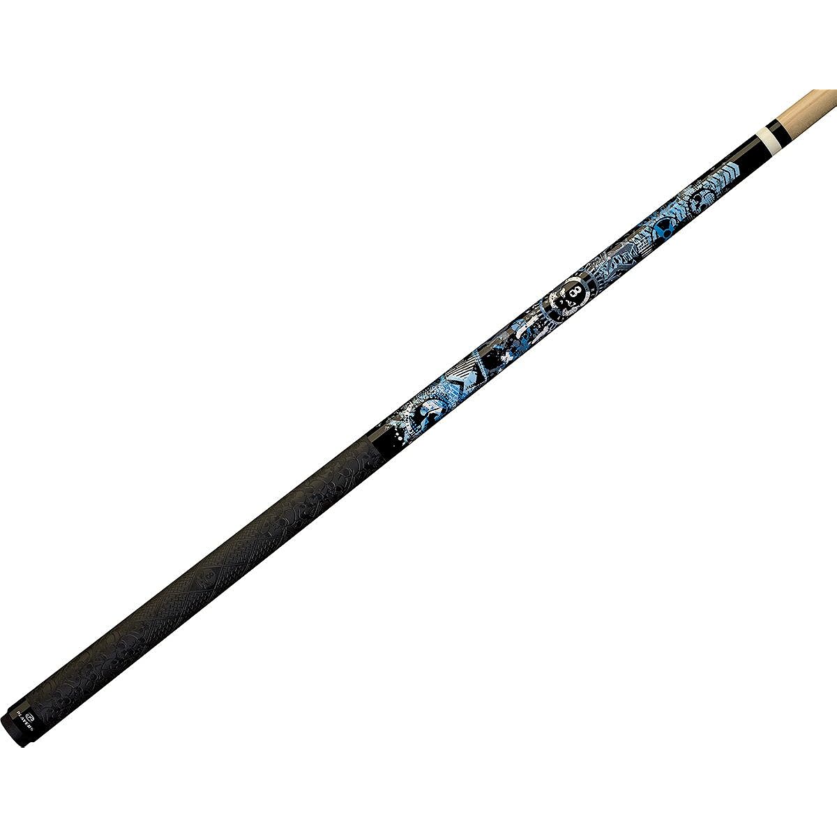 Players Live Hard Play Hard D-GFB Blue/White/Black Anarchy Skull with Mz Multi-Zone Grip Cue