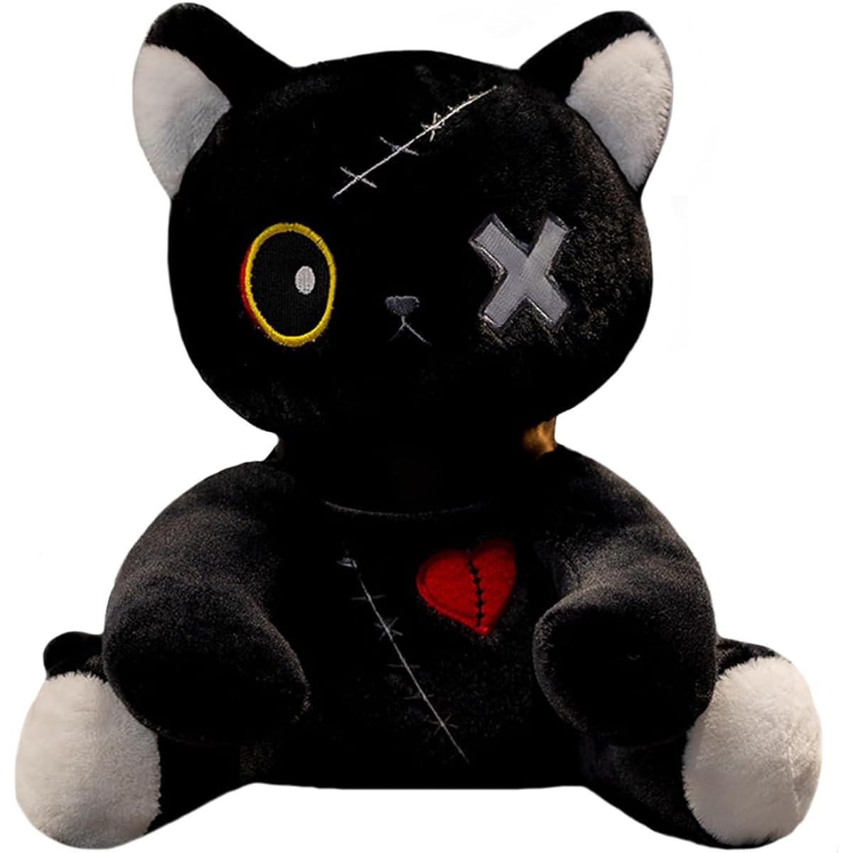 Crazy Cat Plush Toy Big Kitten Toy Halloween Scary Cat Stuffed Animal Pillow Soft White Cat Cuddly Cute Kitten Plush Doll Gift 13.7 Inch
