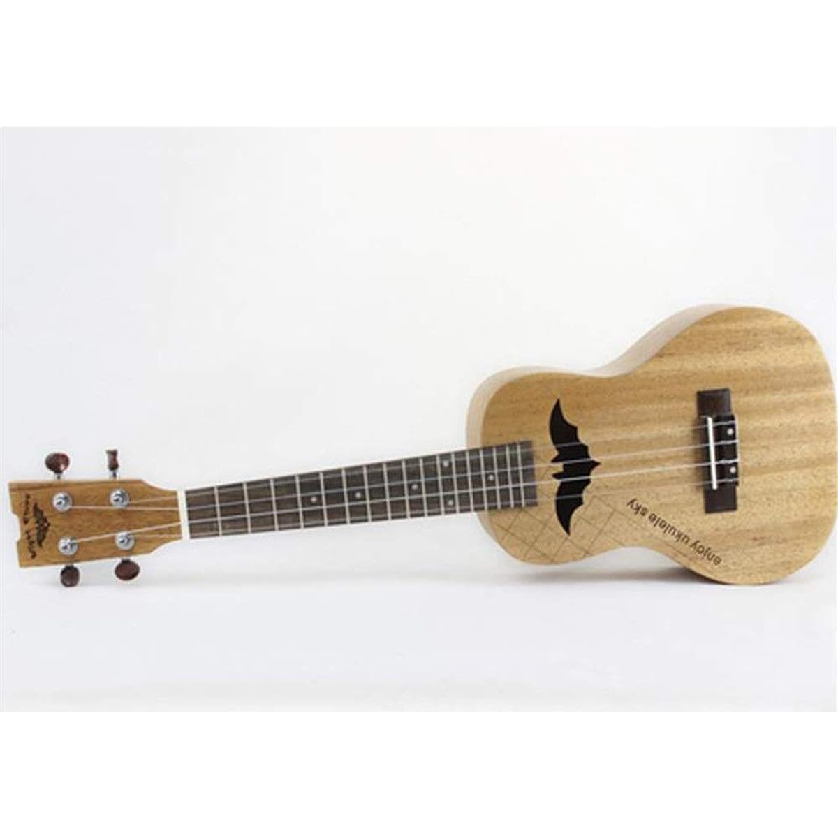Concert Ukulele Bat Carved Pattern 24 Inch Concert Ukulele Mahogany Wood Hawaii Kids Guitar Cake Gig Bag Ukulele for Beginners Ukulele (Color: Wood, Size: 24 inches)