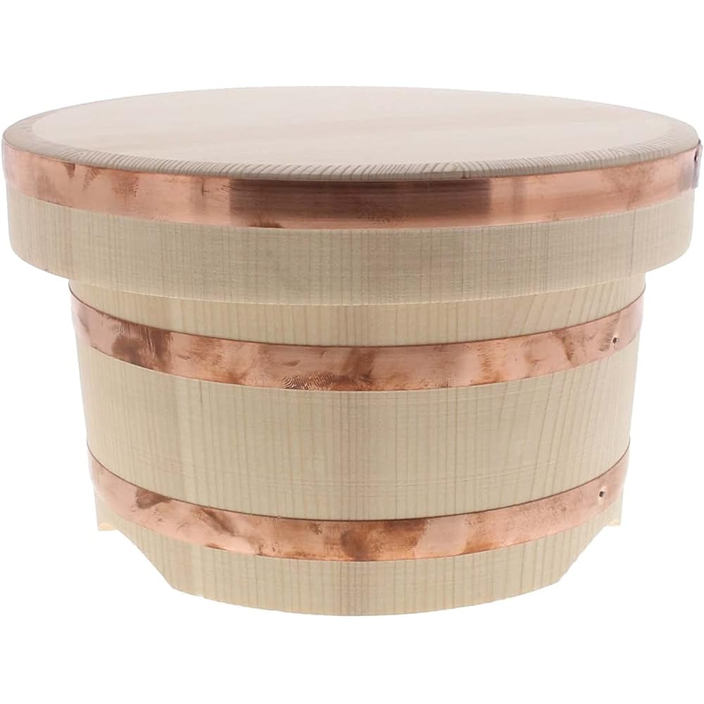Tachibana Container, Edo Bitsu, Copper Tag, Rice Stand, Made in Japan, Approximately 3 Cups, Natural
