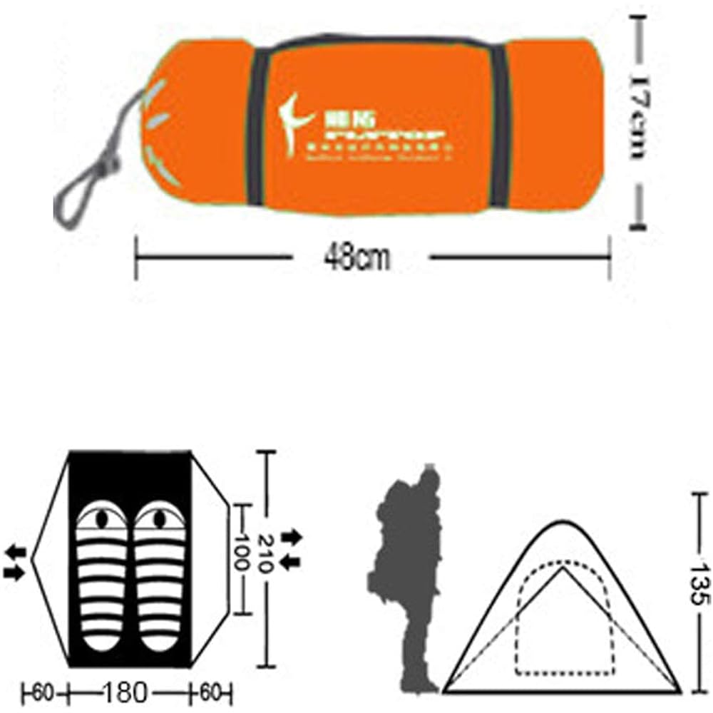 Kazumiya Tent, 2 Person Camping Tent, Touring Tent, PU4000MM, Outdoor, 4 Seasons, Climbing, Mountaineering, Front Chamber, Double Layer, Highly Breathable, Rainproof, Windproof, Cold Protection, UV Protection