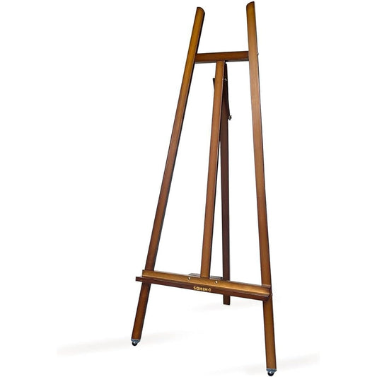 Somime A - Framed Wooden Display Easel - Adjustable Lyre Beech Wood Studio Easel Stand Holds Canvas up to 90 Inches Tiltable Artist Floor Painting Easel for Artwork Painting Brown