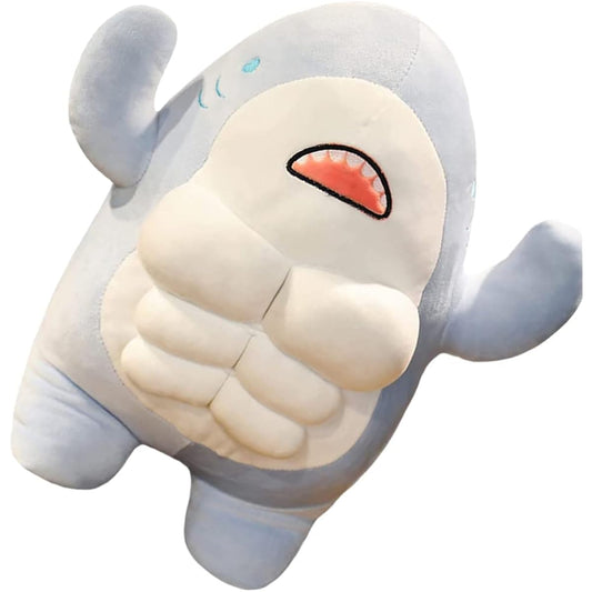 Toddmomy 1 Piece Cute 3D Muscle Shark Plush Toy Soft Shark Animal Doll Cute Shark Hug Pillow Kids Christmas Birthday Gift