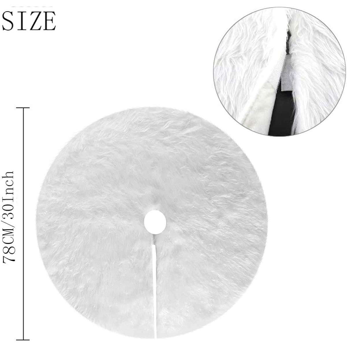 Kaximd Christmas Tree Skirt 30/36/48/60 Inch Snow White Faux Fur Plush Tree Skirt for Christmas Holiday Party Decorations Pet Keepsakes, White, 30 Inch/78cm