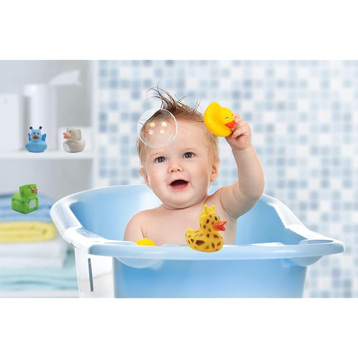 Chochkees Rubber Duck Toy Ducks for Kids and Toddlers Bath Birthday Baby Shower Classroom Summer Beach Pool Activities 2 Inch (25 Pack)