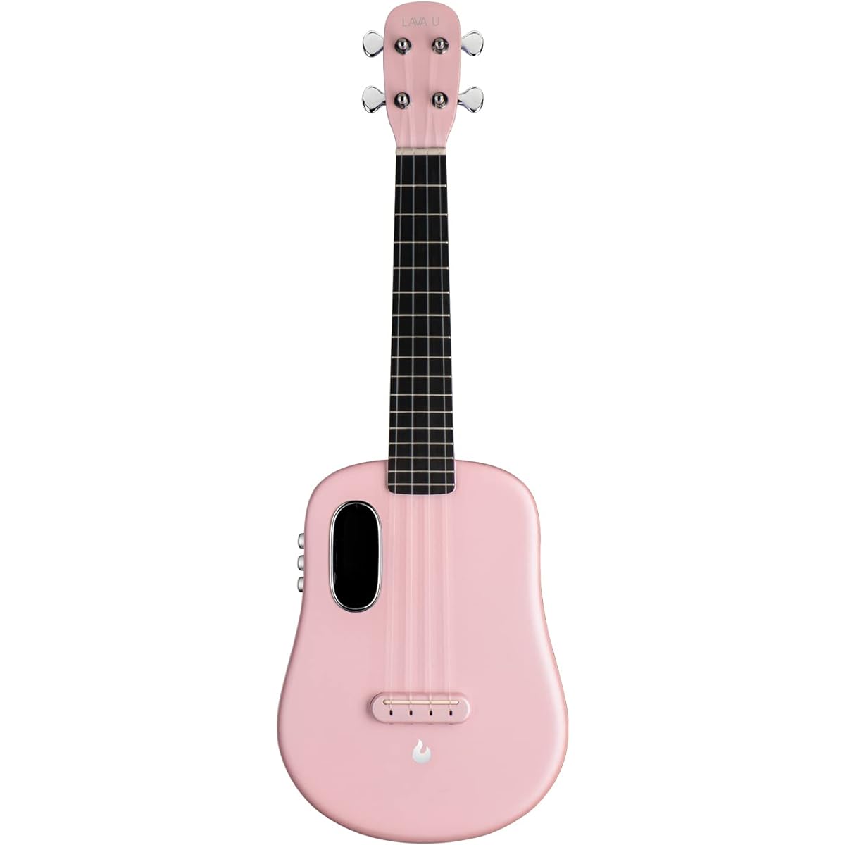 LAVA U Carbon Fiber Electric Ukulele FreeBoost 4 String Travel Ukulele with Case, Picks and Charging Cable (23", Pink)