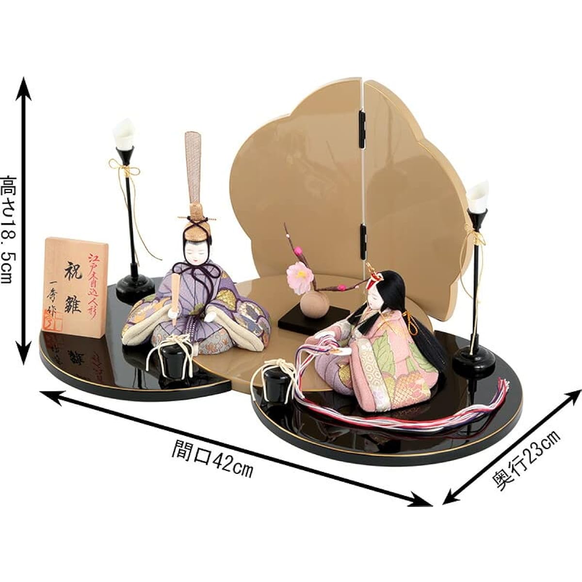 Hina Dolls by Isshu, Hina Dolls, Wooden Doll Decorations, Flat Decorations, Prince and Princess Decorations, Made by Isshu Kimura, Celebration Dolls, No. 2, h063-ig-010