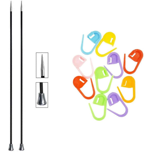 Knitter's Pride Knitting Needles Karbonz Single Point 14" (35cm) Size US 7 (4.50mm) 10 pcs Artsiga Crafts Stitch Markers 110260