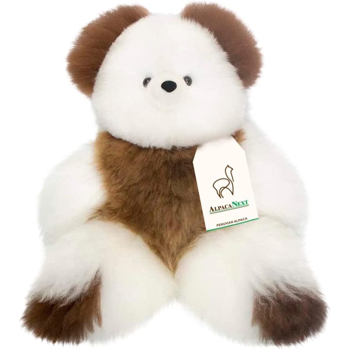 Alpaca Teddy Bear. Soft, fluffy, huggable stuffed animal (white and brown, 12 inches)