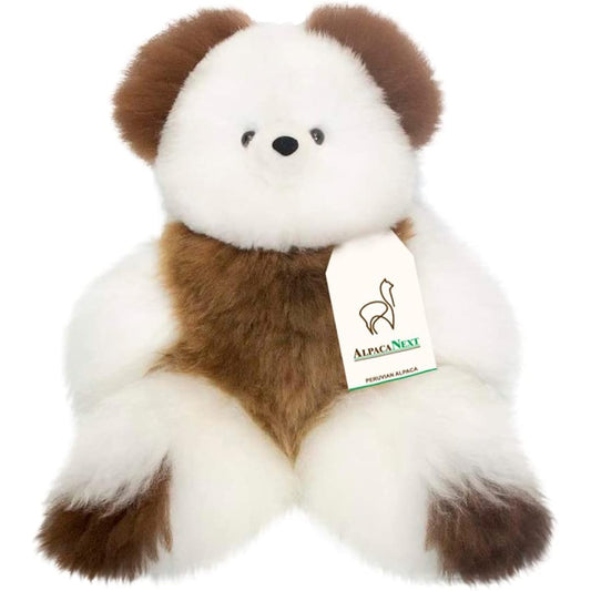 Alpaca Teddy Bear. Soft, fluffy, huggable stuffed animal (white and brown, 12 inches)