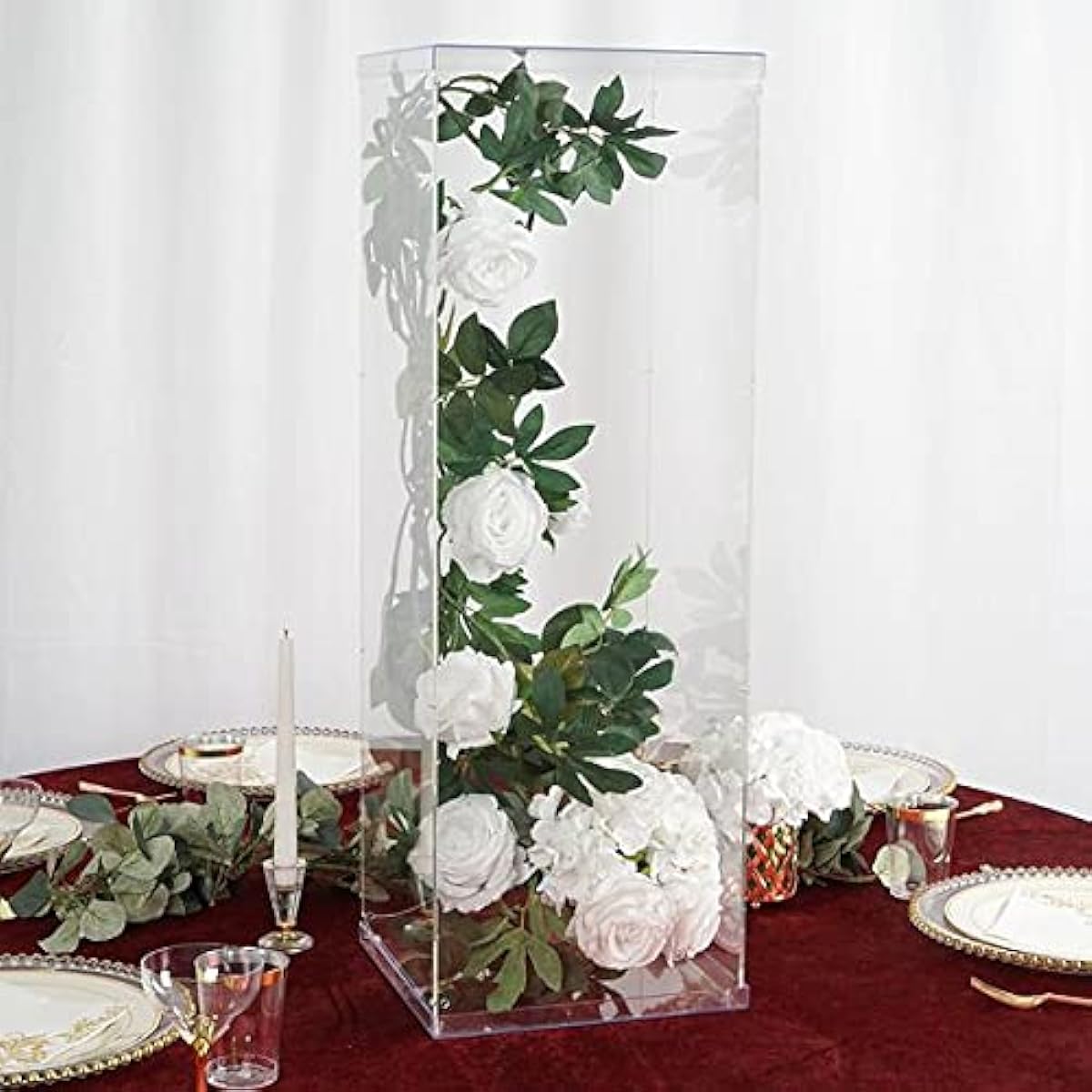 BalsaCircle 32" Tall Clear Acrylic Display Box Centerpiece Pedestal Riser Column for Wedding Receptions Parties Events Home Decorations