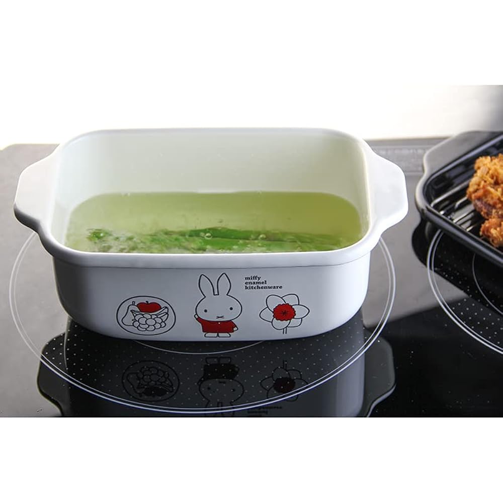 GoodPlus+ Emile Miffy Enamel (Square deep fryer 1.8L) [Acid and alkali resistant, no odor transfer] [Compatible with all IH heat sources] [Dick Bruna]