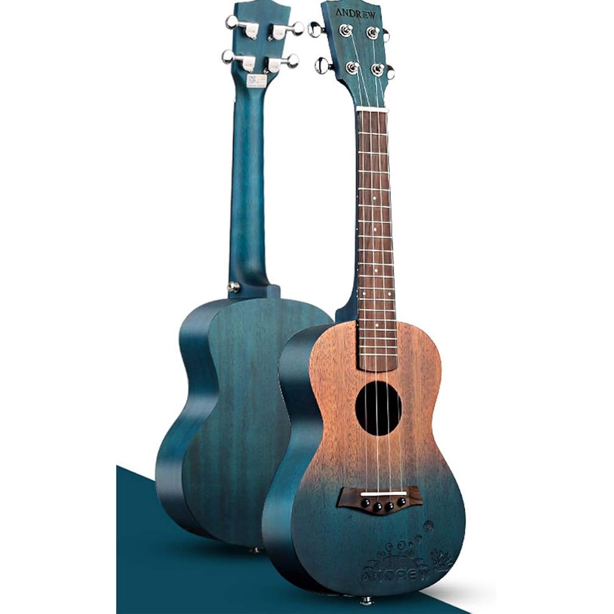 Ukulele for Music Beginners, Bag Included String Tuner Capo Spare Set Selection Entry Level Ukulele (Color : Blue, Size : 21 inches)