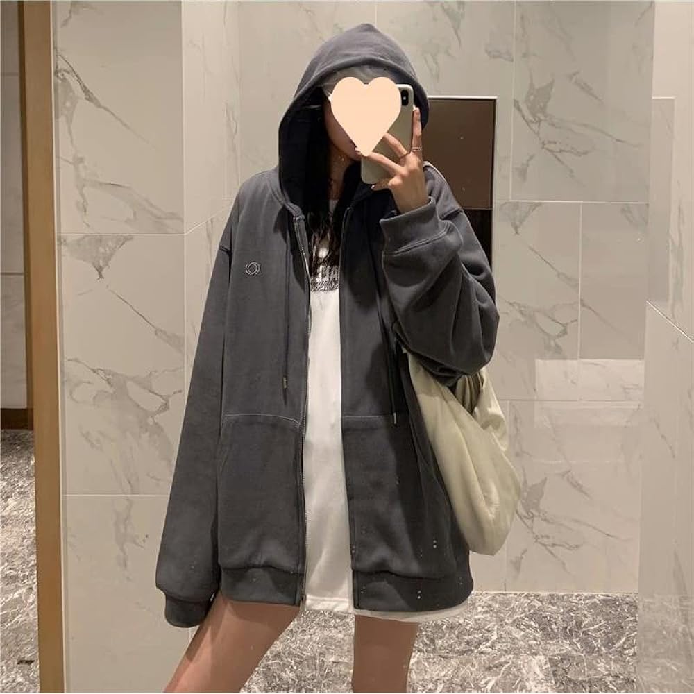 [SANYIN] Women's Hoodie, Hooded, Loose, Big Silhouette Hoodie, Zip Parka Top, Korean Style, Plain, Thin, Long Sleeve, Spring