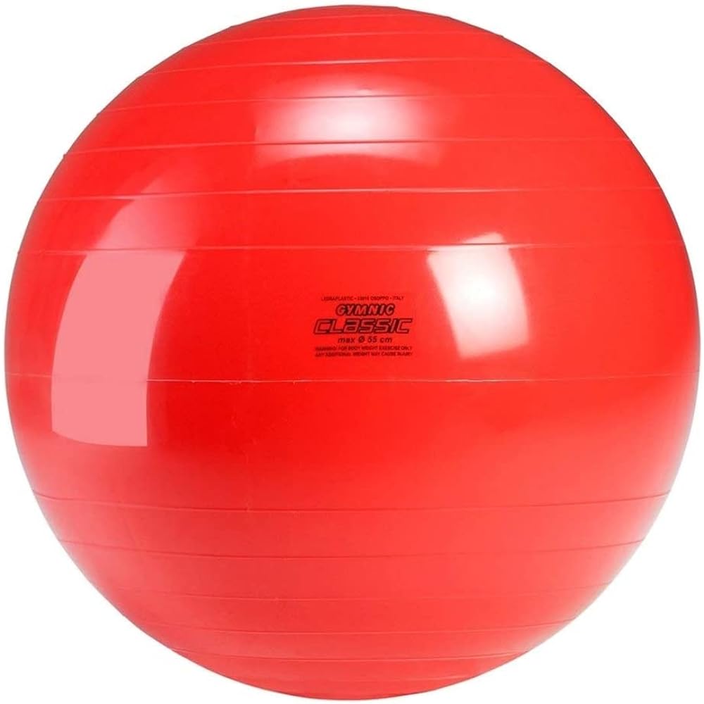 GYMNIC 55 Red Made in Italy [Set of 2] (Balance Ball/Double Action Hand Pump)