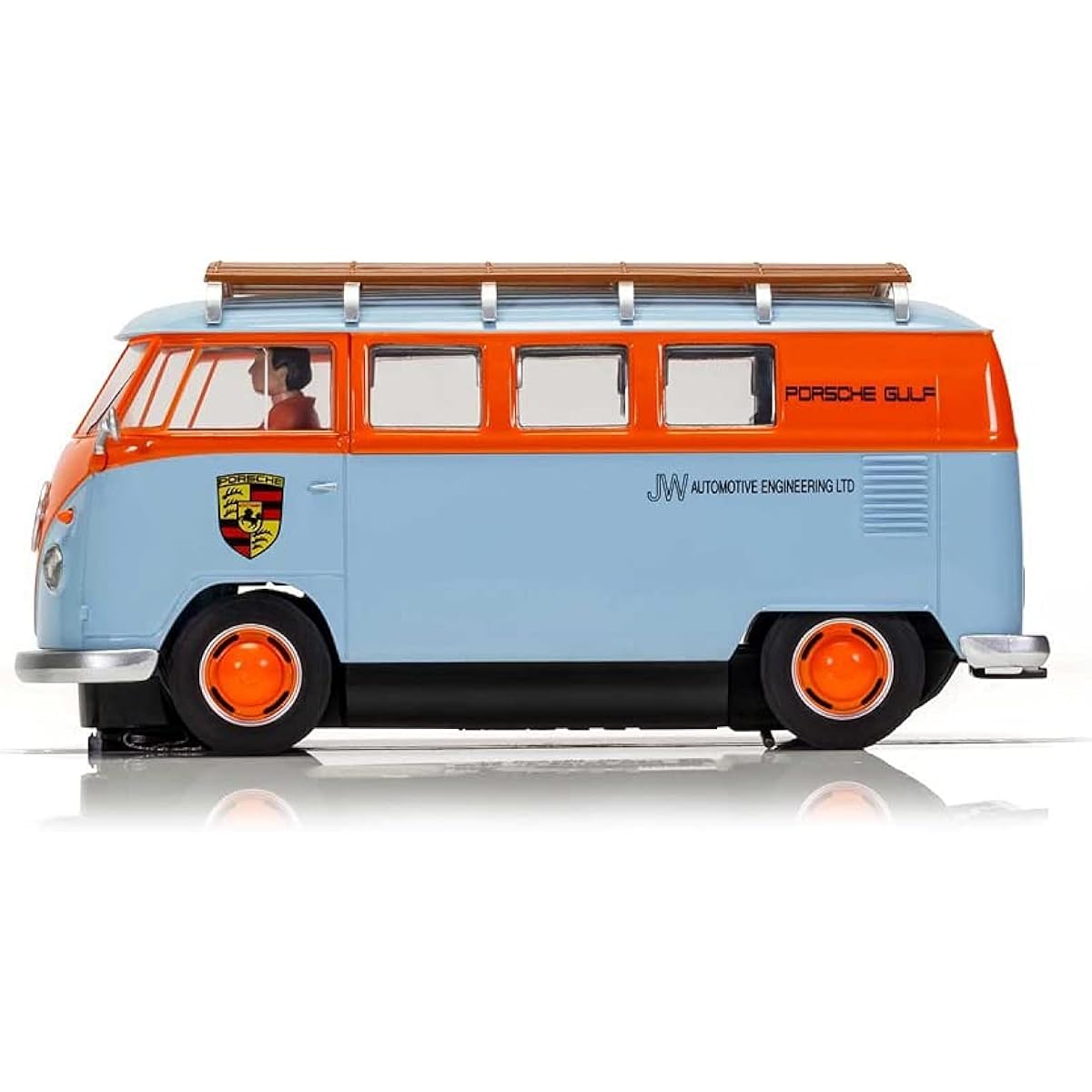 Scalextric Volkswagen T1B MicroBus ROFGO Gulf Van 1:32 Slot Race Car C4217, Orange & Light Blue