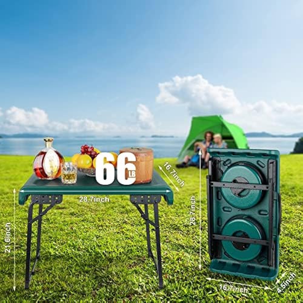 OXAMAFIT Folding outdoor portable folding table comes with 2 telescopic stools, the stools have 3 light modes and the height is adjustable. The table has a load capacity of 30 kg, which is convenient for camping and outdoor activities.