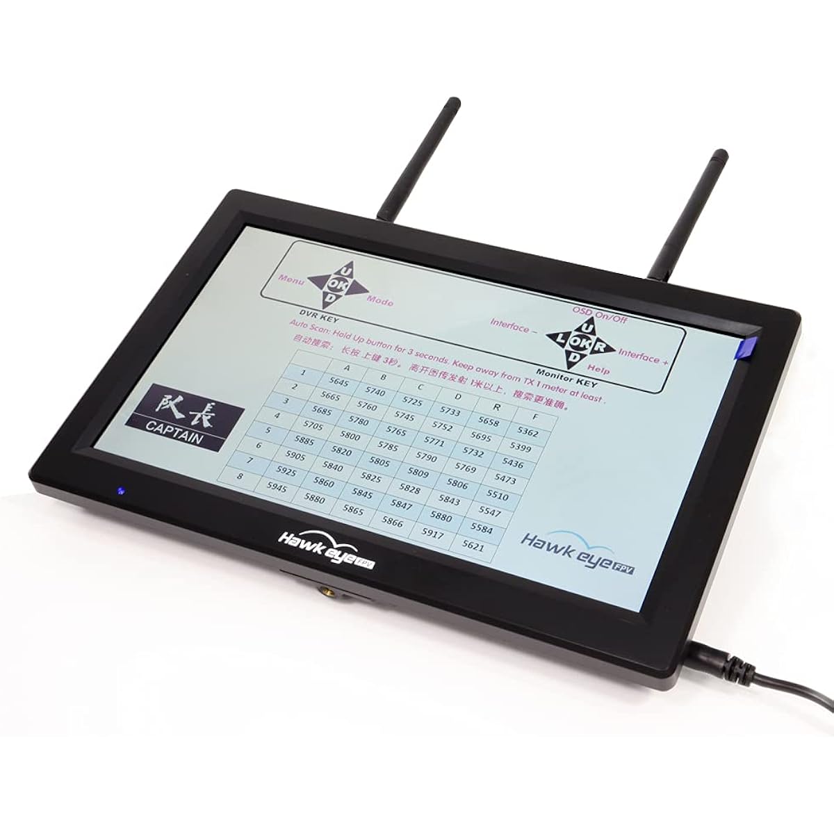 Hawkeye Captain FPV Monitor 10.2 inch 1280*720 Resolution Wireless FPV Aerial Photography Monitor 5.8G48CH with DVR Function 1000lux Dual Receiver HDMI Input