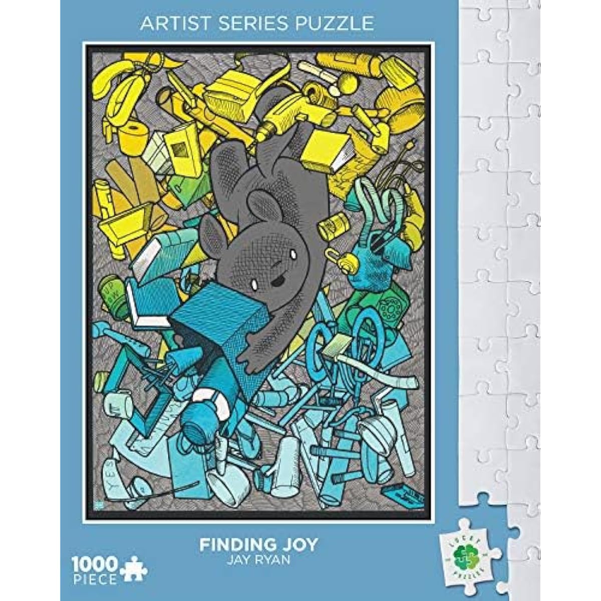 Lucky Puzzles 'Finding Joy': 1000 Piece Jigsaw Puzzle by Jay Ryan - Modern Art Exploration Eco-Friendly Made in the USA Thought-provoking Vibrant Artwork Puzzle for Adults