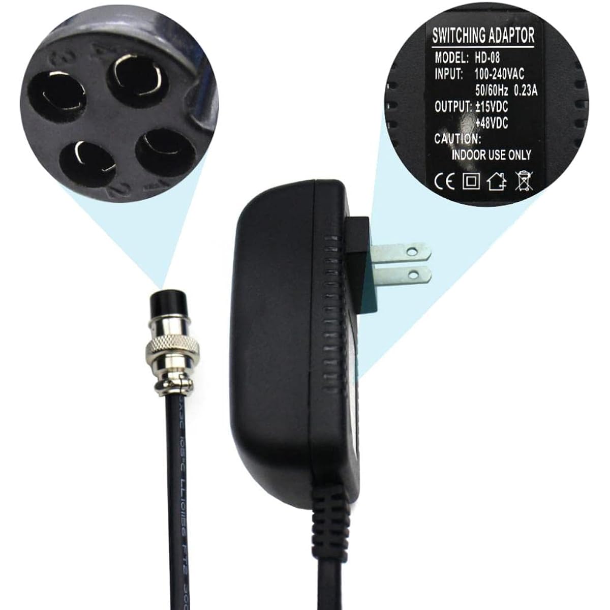 Audio Mixer Power Adapter F4/F7/CT4-16 Universal 2-16 Channel Professional Sound Mixing Console Board 15VDC 4 Pin Hole Connector for Home Karaoke Sign and PA System