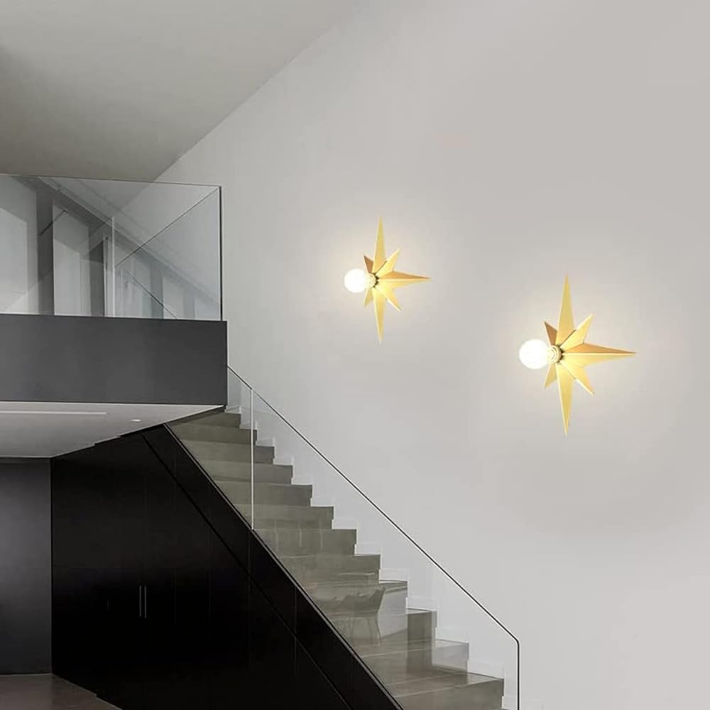 KY LEE Bracket Light for 1 Light E26 Stylish Cool Simple Star Shape Scandinavian Retro Modern Star Shape Cute Bracket for Dining Table Kitchen Toilet Stairs Living Room