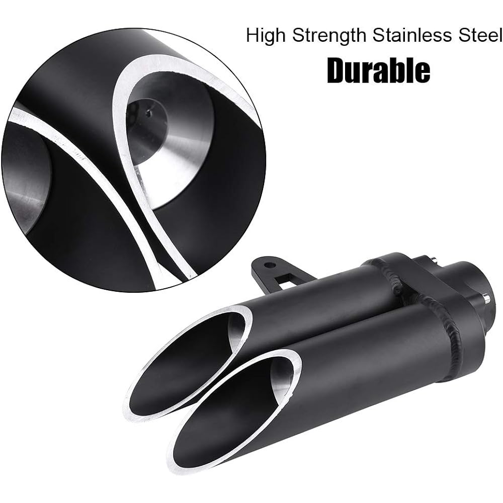 Exhaust Tail Pipe Double Rear Pipe Carter Exhaust Pipe Diameter 51mm Motorcycle Parts Applicable to Yamaha R6 MT-03 MT-07 MT-09 (28CM)
