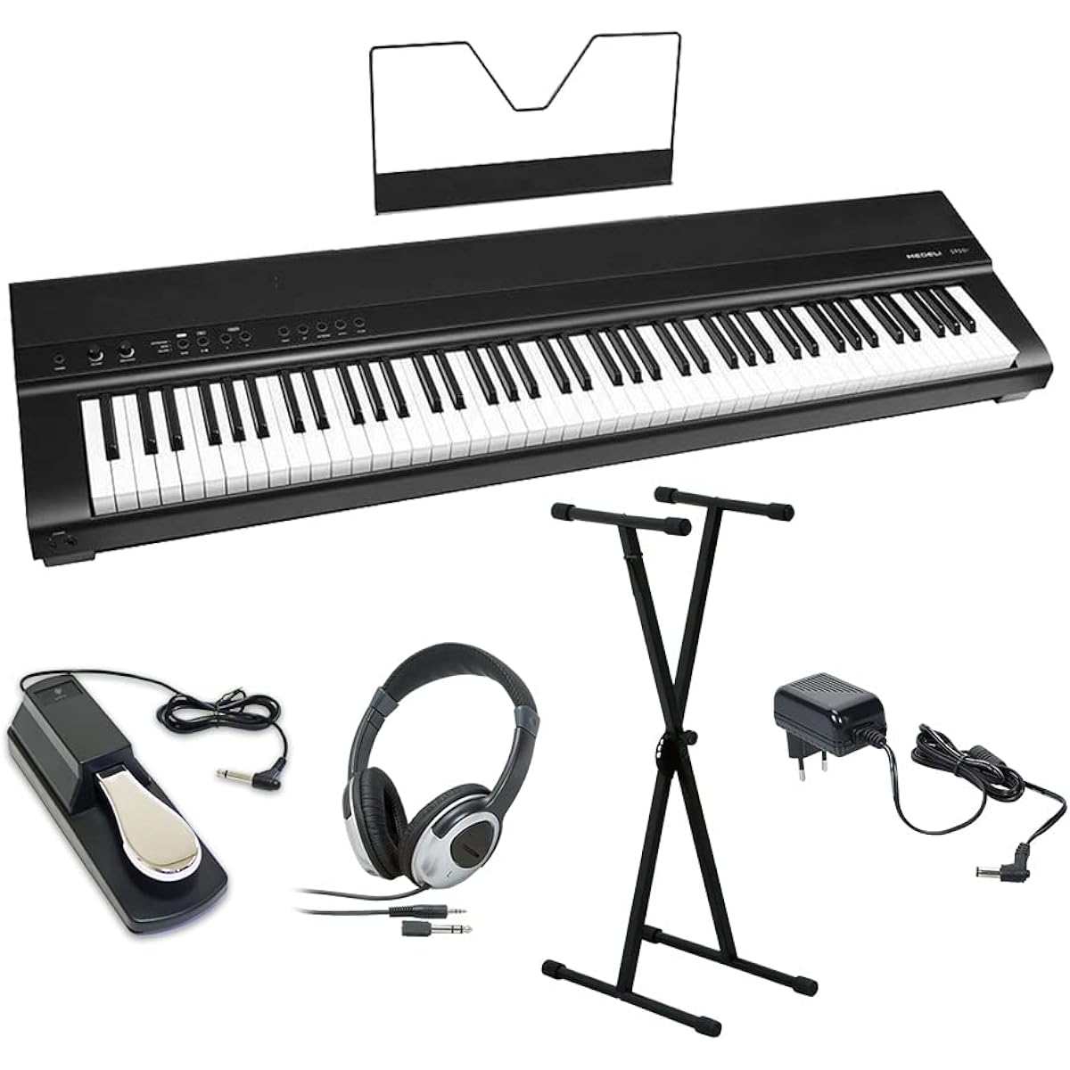 MEDELI SP201 Black Digital Piano 88 Keys X Stand, Damper Pedal, Headphone Set MEDELI