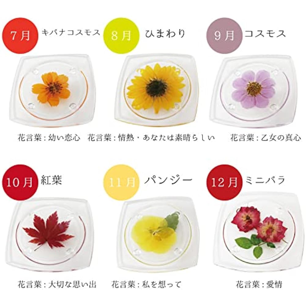 Buddhist altar utensils, seasonal offering plate, pressed flowers, 12 months, language of flowers, orin, incense burner, mini altar utensils set (April Kaido)