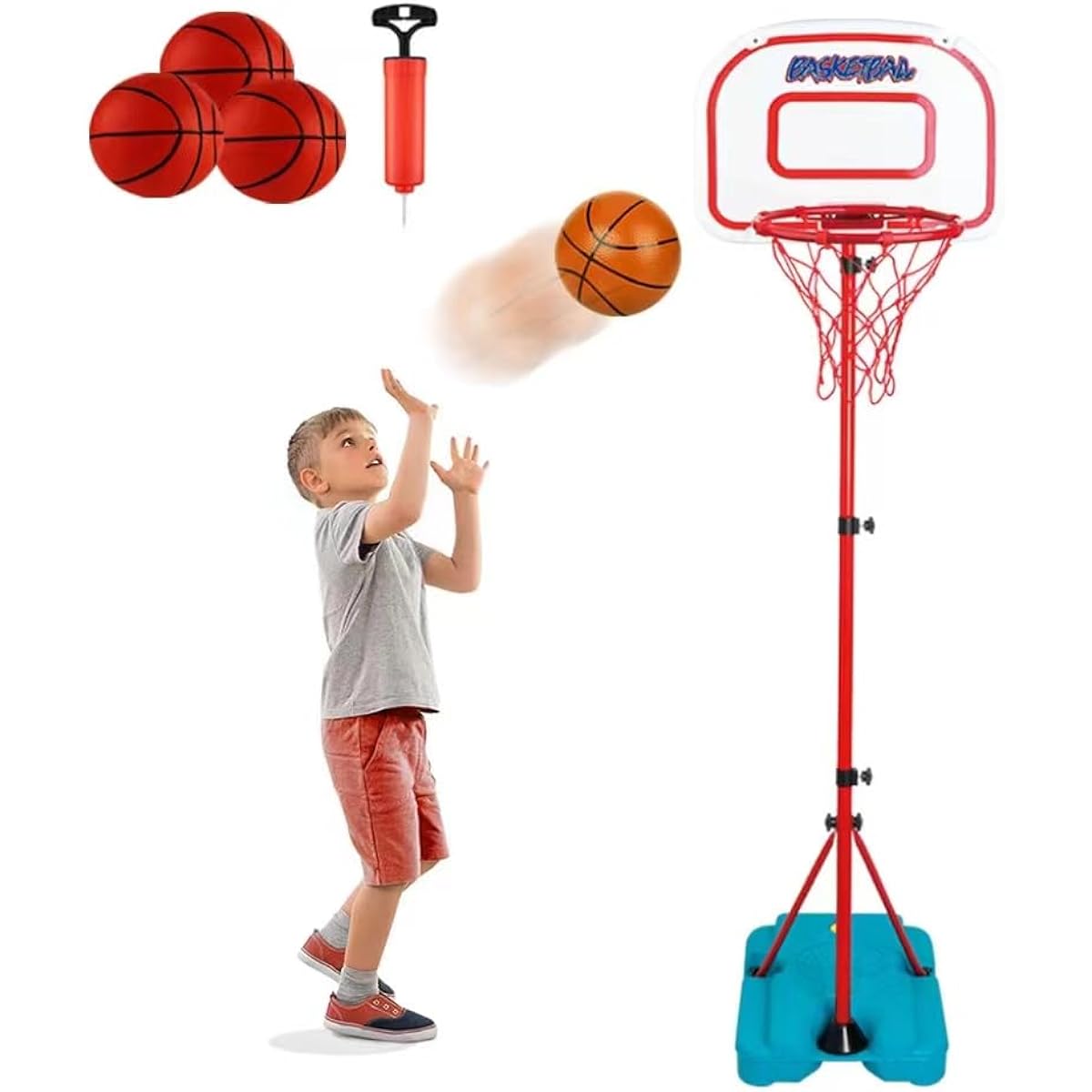 Basketball Hoop with Stand for Kids and Dartboard - Portable Kids Basketball Goal Adjustable Height 3.2ft-6.2ft for Indoor Outdoor Christmas Birthday Gift
