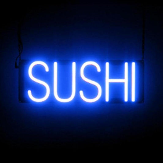 SpellBrite SUSHI Neon LED Sign for Restaurants, 18" x 6.3", Super Bright, Energy Efficient, Long-Life LEDs, Visible Indoors from Over 500 Feet, 8 Animation Settings (Blue)