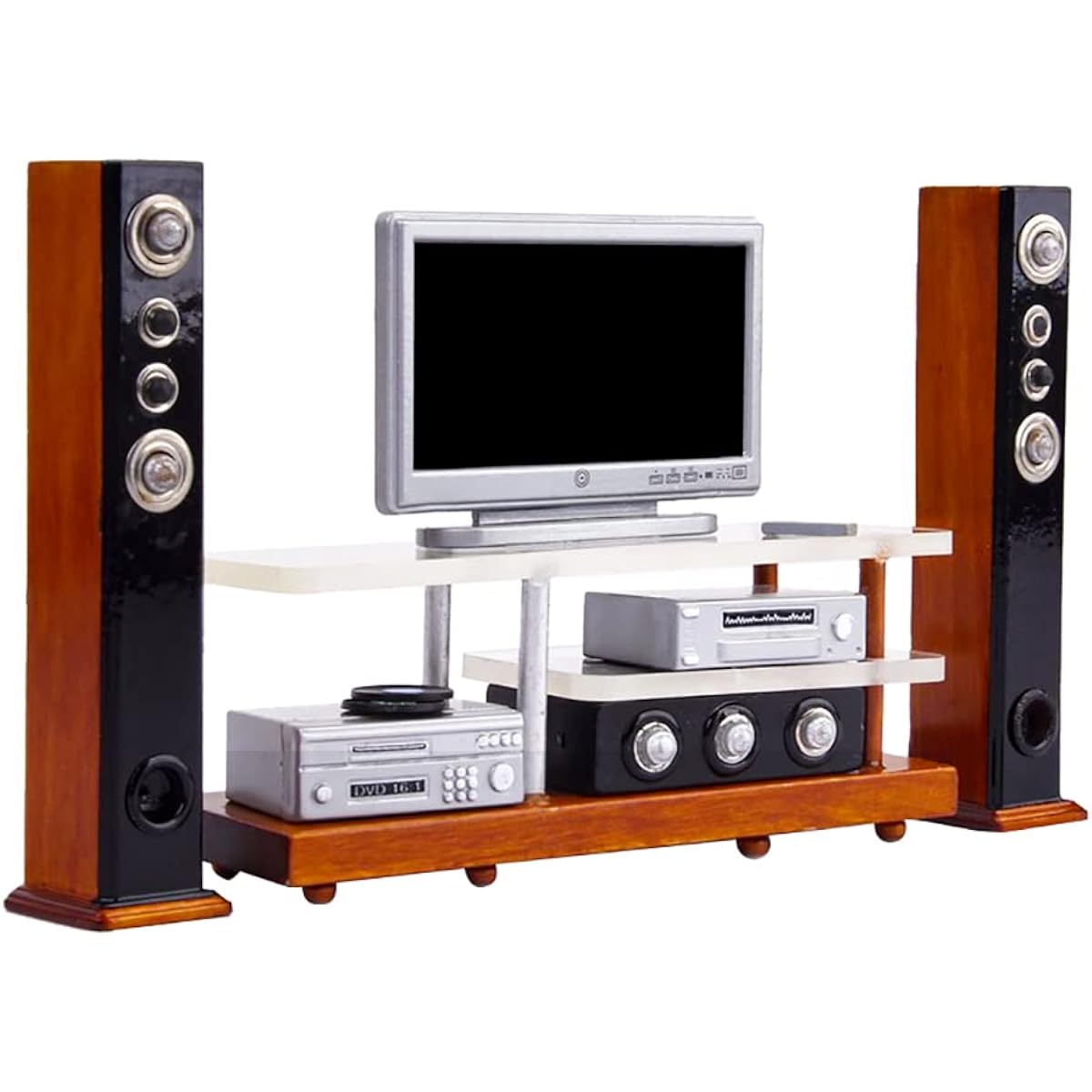 Hiawbon 1:12 Scale Mini House Miniature TV Cabinet Set Miniature House Mini Living Room Furniture Accessories White