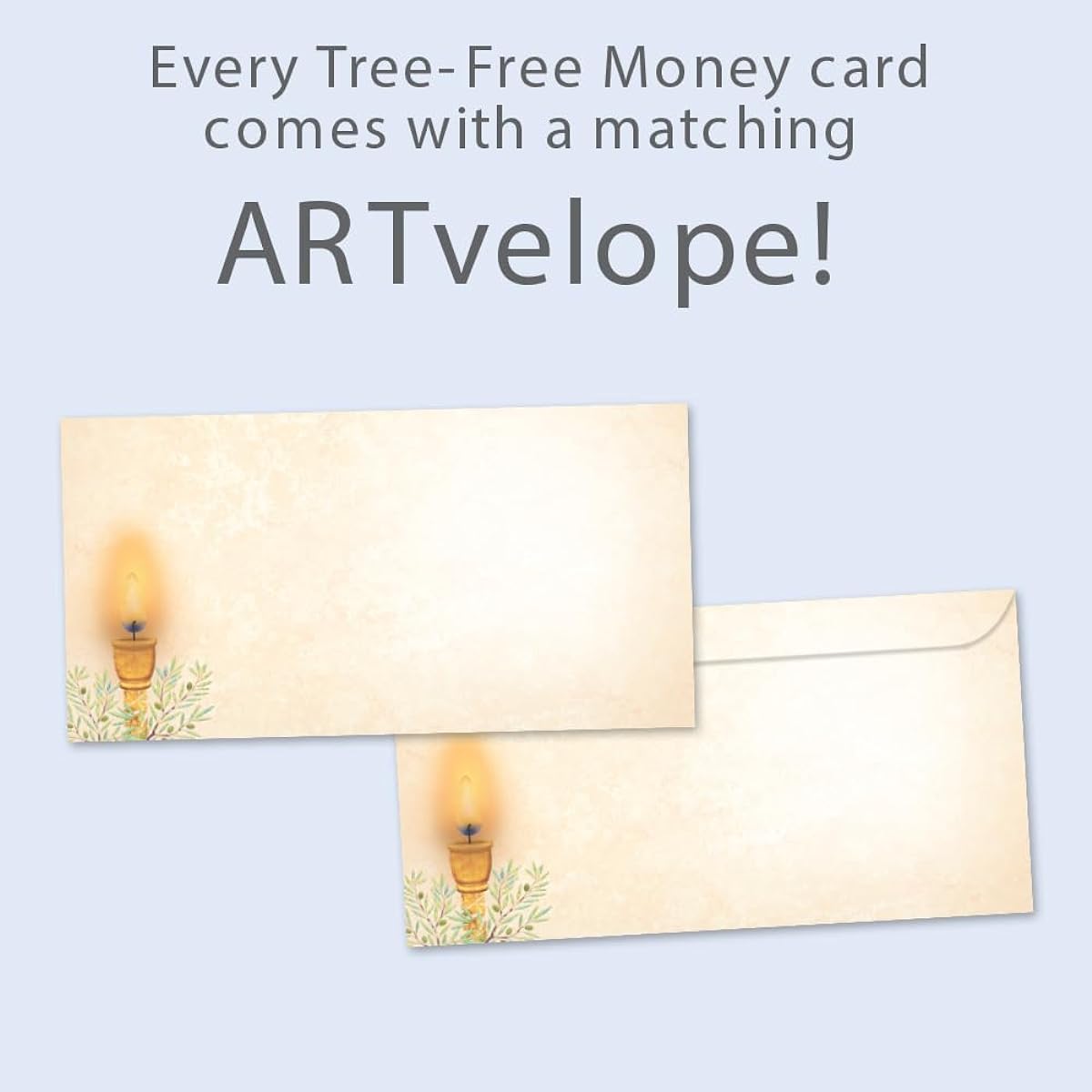 Tree-Free Greetings 2 Pack Hanukkah Money Holders with Matching Art Velvet, Eco-Friendly, Made in the USA, 100% Recycled Paper, 3.7 x 7 Inch Hanukkah Tree Money Cards (ZT70124)