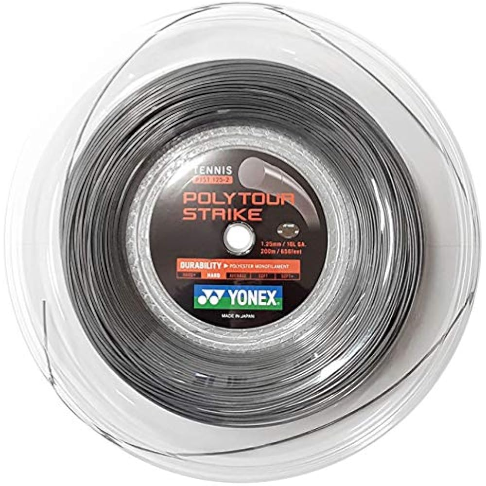 Yonex Polytour Strike 200M Roll (PTST120/PTST125/PTST130-2) Hardball Tennis Polyester Gut Gauge: 1.20mm Cool Black (730) [Parallel Import]