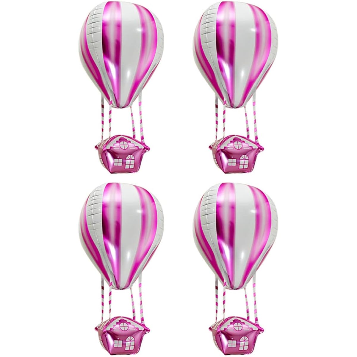 Toddmomy 4pcs 4D Color Hot Air Balloons Hot Air Balloons Aluminum Film Balloons Rainbow Hot Air Balloons Kids Theme Birthday Party Decoration Balloons (Pink)