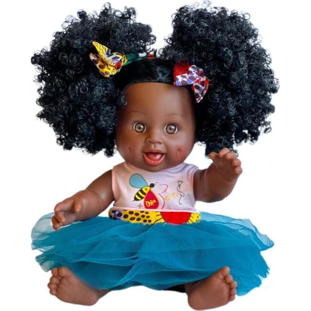 Orijin Bees Fro Puffy Bee African American Baby Doll Afro Doll Ethnic Doll Bilachial Doll Latin Doll Black Doll Curly Hair Doll African Doll Birthday Gift