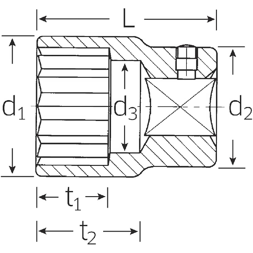 Stabile Socket 12 Square 55A-1.1/2 Drive Angle: 19.05 x Total Length: 64mm