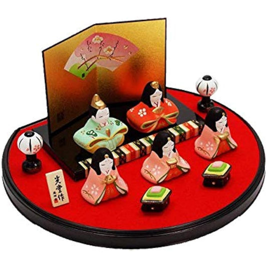 [Hina Dolls/Hina Dolls] Nishiki-sai Parent Flat Doll Display (Ceramics)
