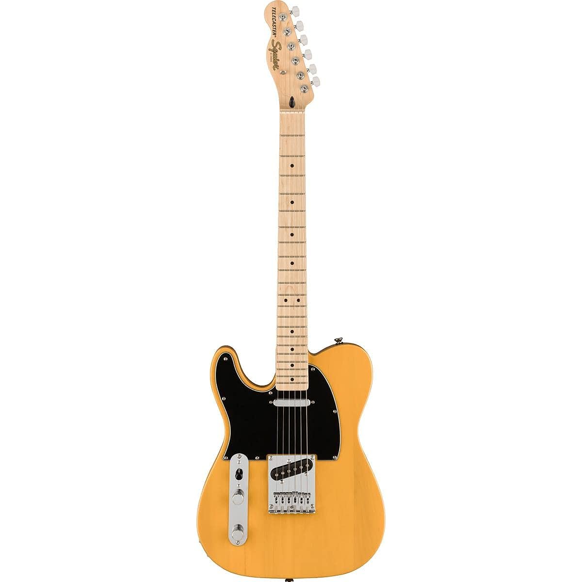 Squier by Fender Electric Guitar Affinity Series™ Telecaster® Left-Handed, Maple Fingerboard, Black Pickguard, Butterscotch Blonde with Soft Case