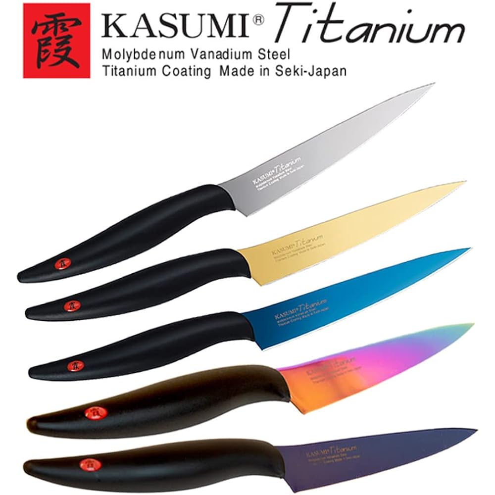 SUMIKAMA Kasumi Knife, Titanium Coated Petty Knife, Made in Japan, 12cm, Peeling, Vegetables, Fruits, Rust Resistant, Sharpness, Color, Blue, Made in Seki City, KASUMI 22012/B