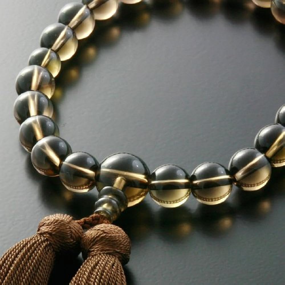 Kyoto Buddhist Altar Hayashi Prayer Beads for Men Pure Silk Miyakobo Brown Crystal [Prayer Bag Set] M-029 Kyoto Prayer Beads Can be used by all sects