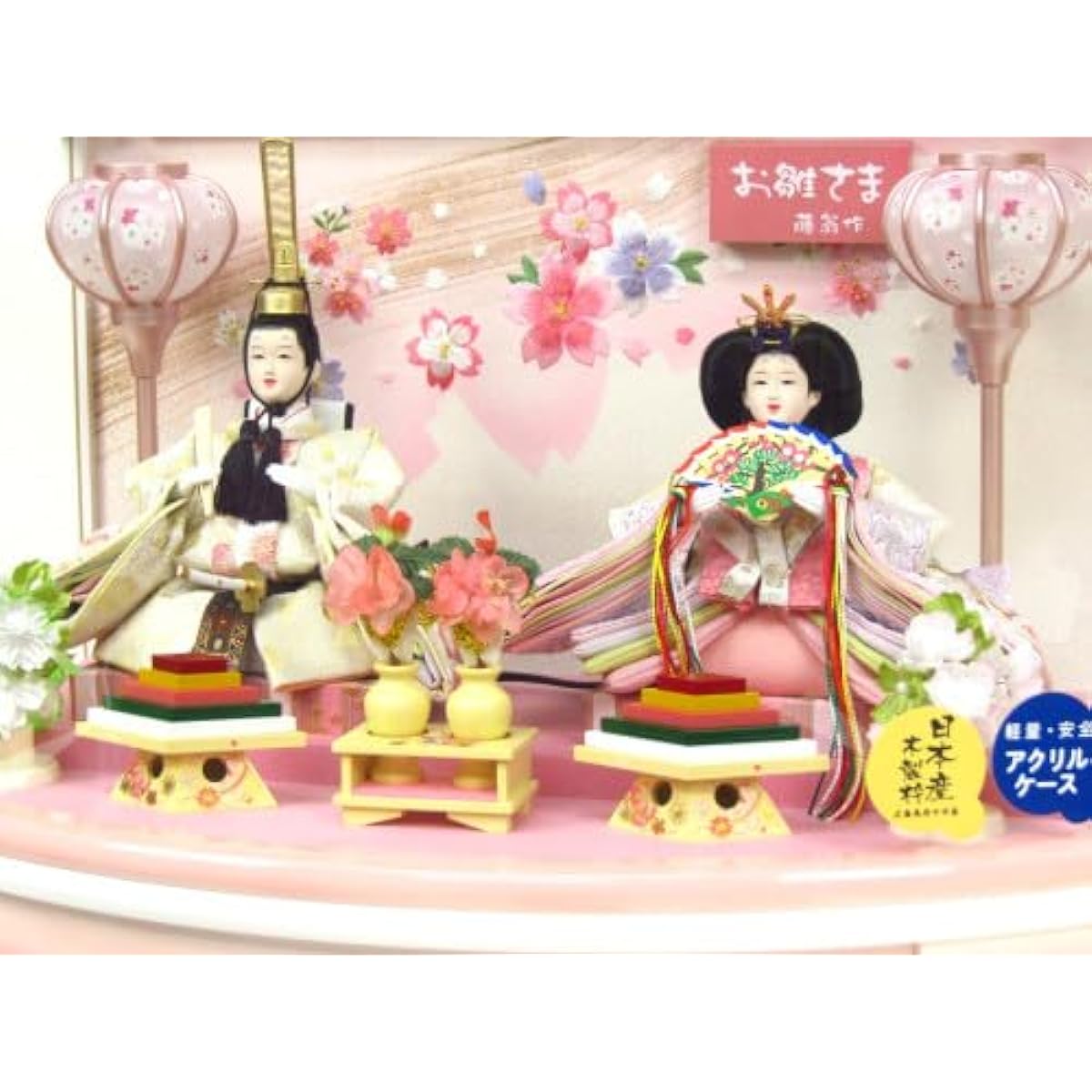 Hina dolls, acrylic case decoration, prince and princess decoration, YN1269HC, width 47 x depth 32 x height 31 cm, pink, cased, Peach Festival, Hina dolls, compact