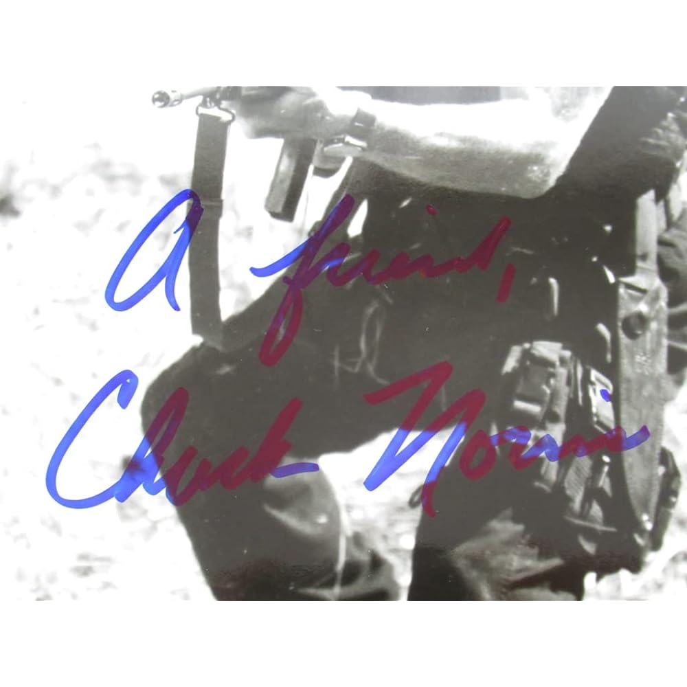 Chuck Norris Hand Signed + A Friend Additional Inscription Poster JSA Handwriting Identification Certificate Seed Stars Delta Force