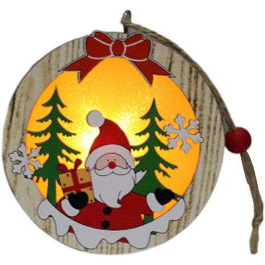 VOSAREA Christmas Hanging Ornaments Wooden Round LED Lighting Decoration Deer Medium 146312H3TA562IHP19K