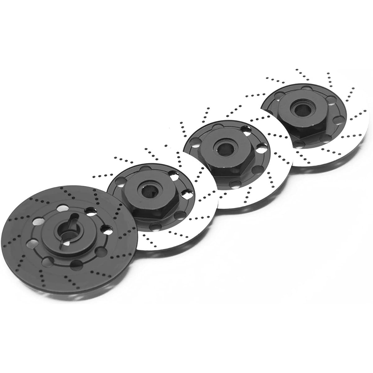 kingsea Alloy Metal RC 12mm Hex Hub Wheel Tire Brake Disc Compatible with Tamiya Racing On-Road Car Tires Black 4pcs