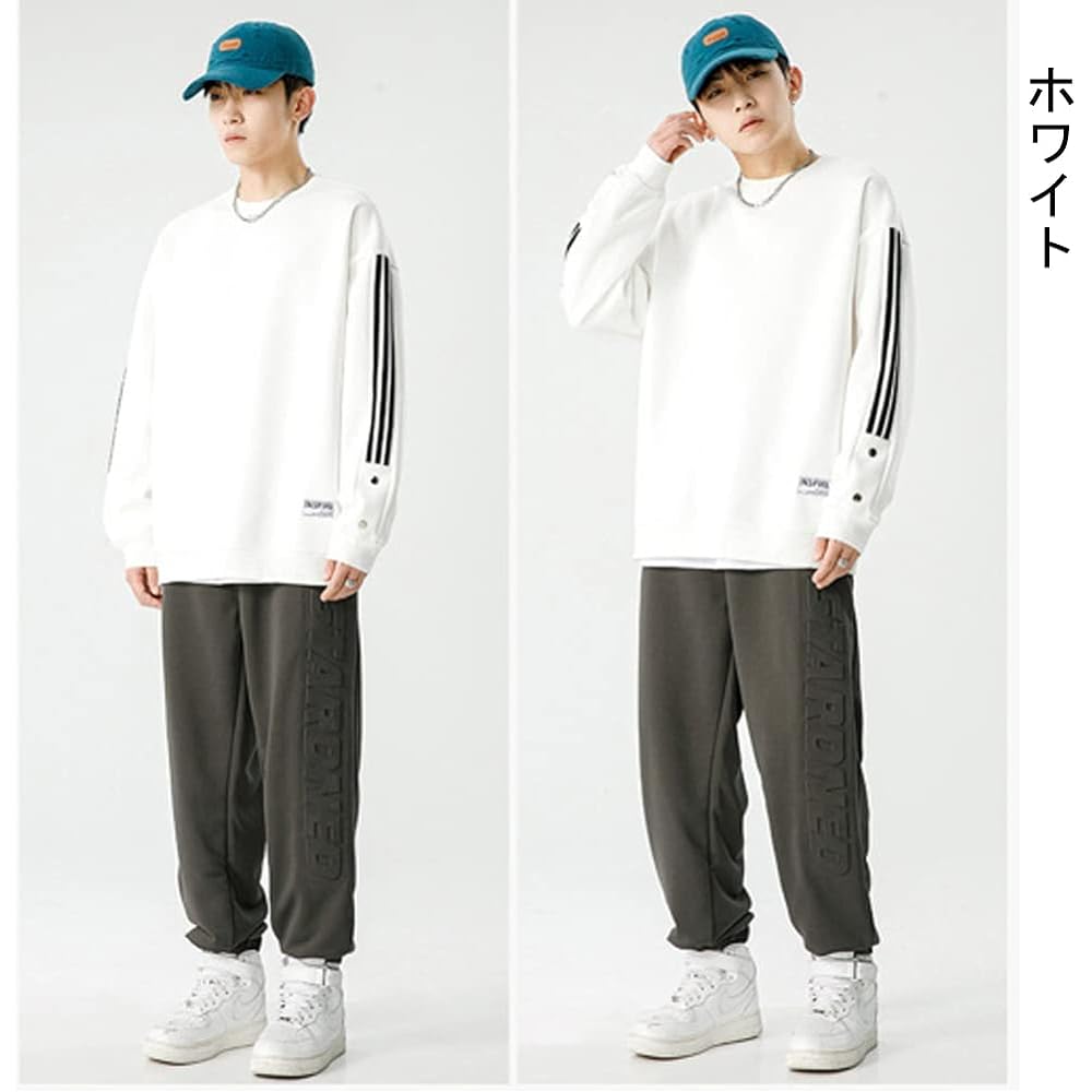 [Maioule] Men's Sweatshirt, Thin, Plain, Stylish, Sweatshirt, T-shirt, Long Sleeve, Pullover, Spring, Autumn, Winter, Loose Casual, Round Neck, Soft, Light, 4 Colors M-2XL WY03